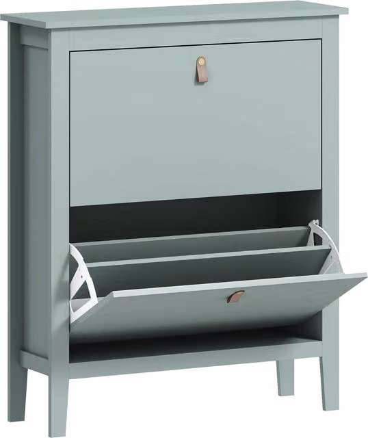 Scarpiera Slim HOMCOM Verde con 2 Cassetti e Ripiani Regolabili per 14 Paia di Scarpe, L 80 cm x P 24 cm x H 95,5 cm
