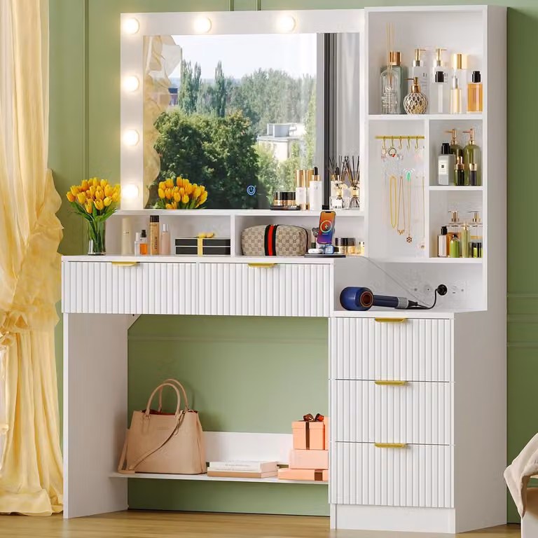 Tavolino da trucco - Comò da trucco - Specchiera da trucco - Tavolino per il trucco - Specchiera per il trucco - Illuminazione a LED con 3 livelli di luminosità