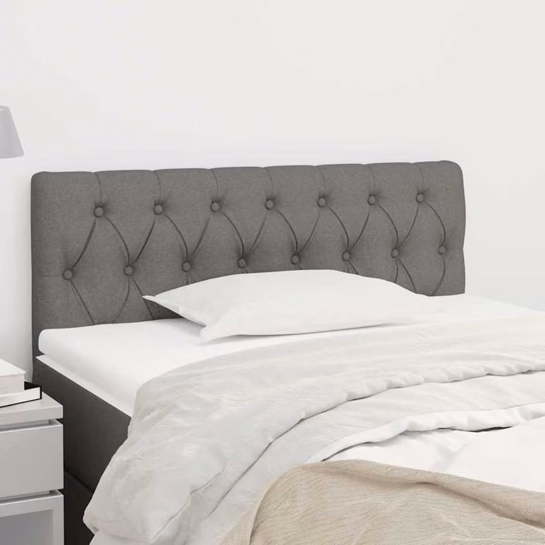 Testiera per letto vidaXL in tessuto grigio scuro con struttura in legno, L: 100 cm, P: 7 cm, H: 78-88 cm
