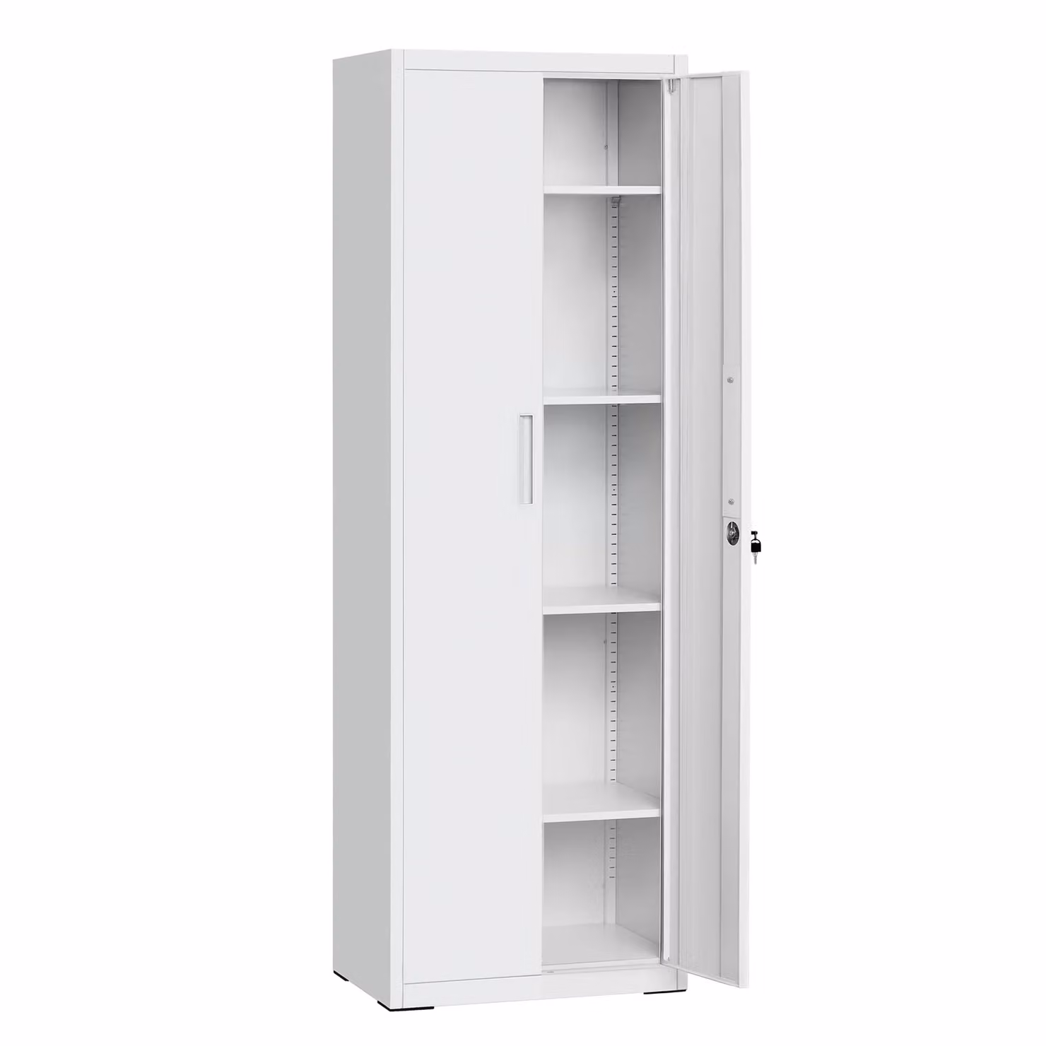 Armadietto Multiuso con 5 Ripiani Anta Doppia e Chiusura per Strumenti Bianco, Grigio