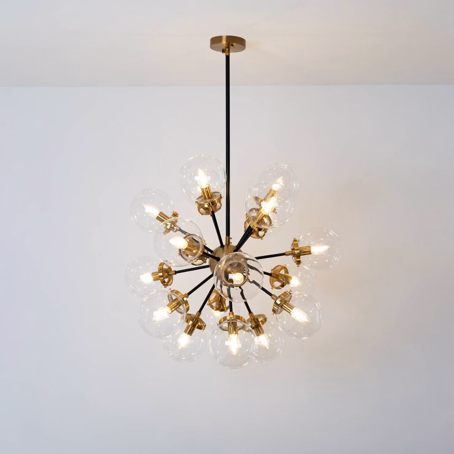 Holländer Lampada a sospensione in vetro Moltiplicatore, dimmerabile, Ottone / Oro, Soggiorno / Sala da pranzo, Ottone, Lampada a sospensione