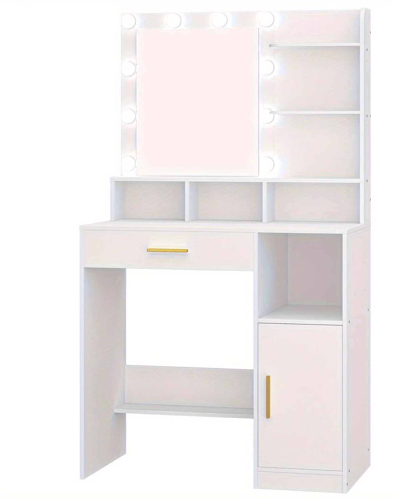 Tavolino da trucco - Specchiera da trucco - Tavolino per cosmetici - Comodino con specchio - Tavolino per il trucco - Con specchio e 10 luci a LED
