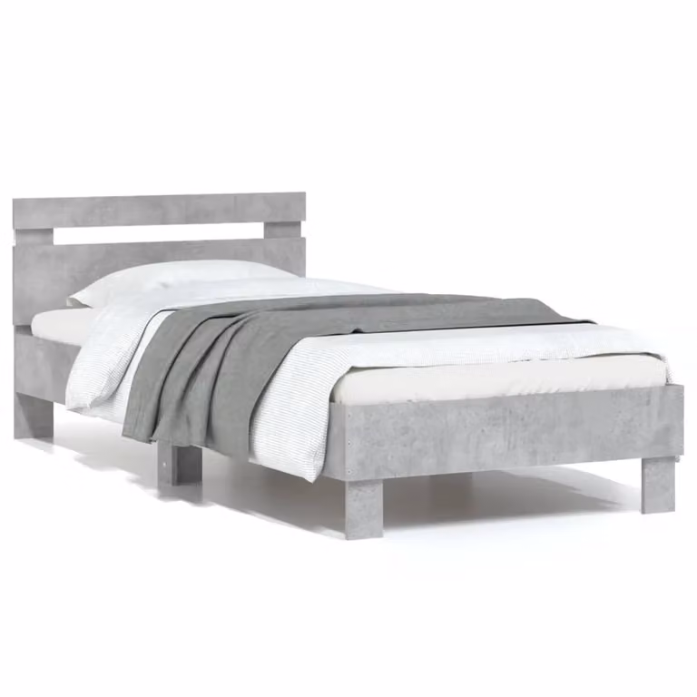 vidaXL Giroletto con Testiera, Illuminazione LED e Porte USB, Grigio, L 190 x P 80 x H 70 cm