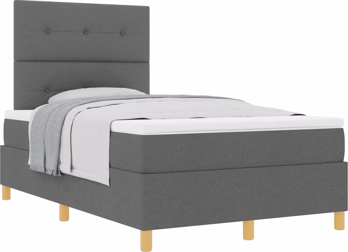 Letto a molle con testiera grigio scuro 120 x 190 cm in tessuto