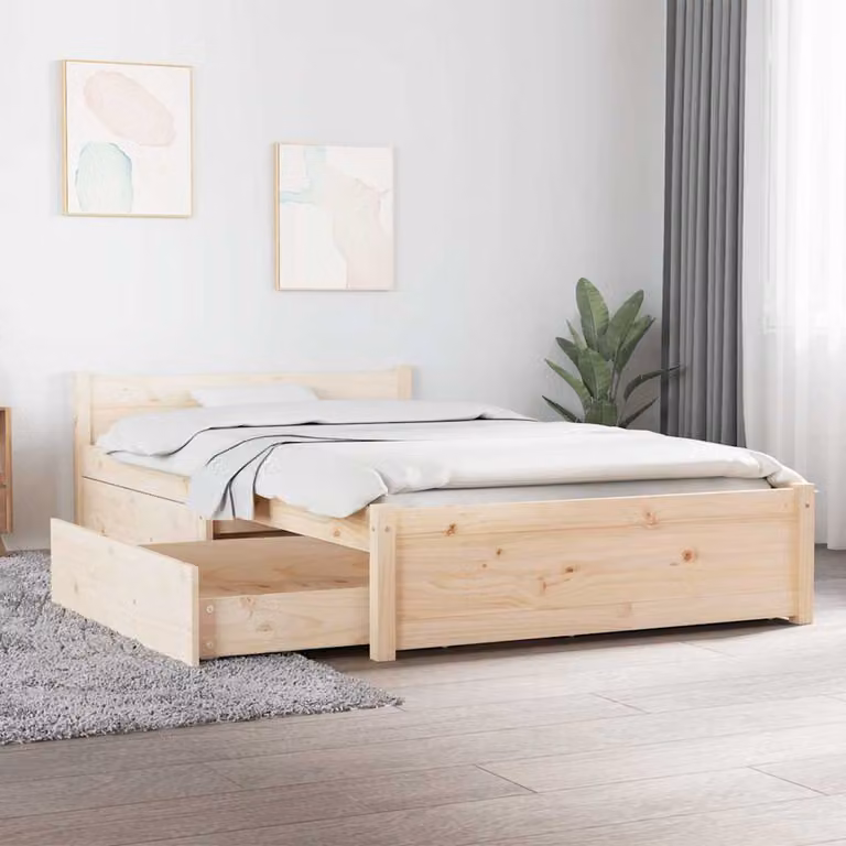 Giroletto vidaXL in legno di pino rustico con cassetti, L/P/H: 200 x 90 x 30 cm