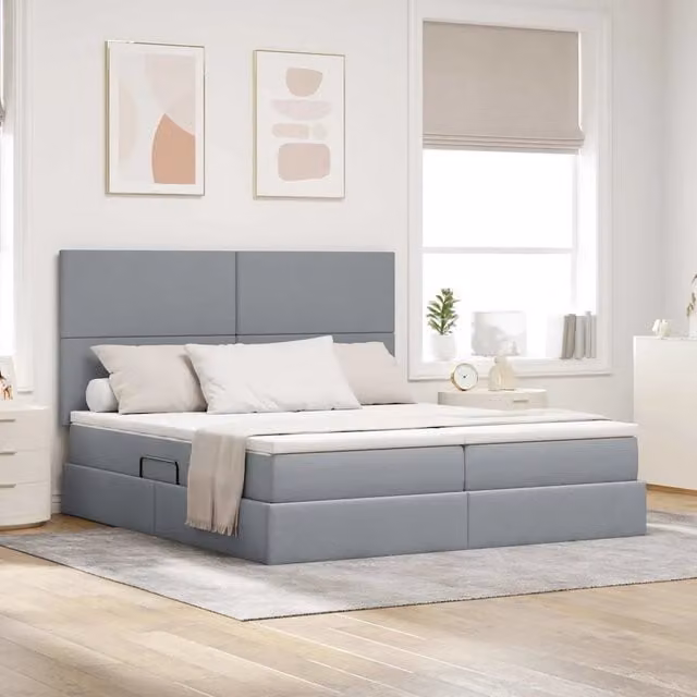 Letto con contenitore e illuminazione LED vidaXL, Grigio Chiaro, L/P/H: 180 x 200 x 204 cm – 1