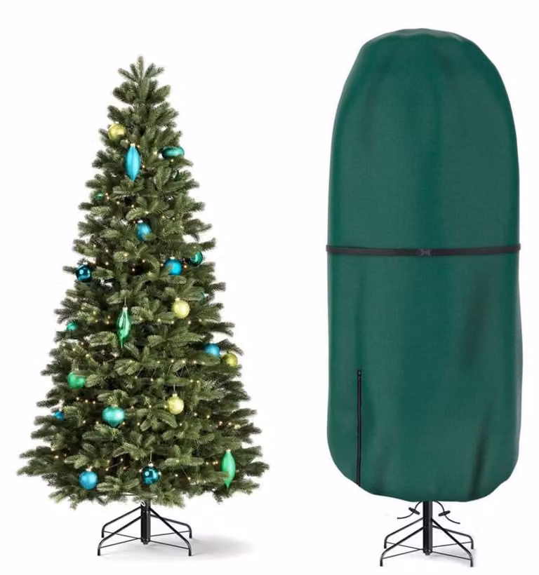 Borsa per il deposito dell'albero di Natale – fino a 91 cm – Copertura protettiva – Stoccaggio verticale – Chiusura a zip – Cordoncino – Impermeabile – Verde scuro
