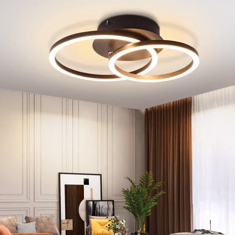ZMH LED plafoniera plafoniera plafoniera 2 anelli nero girevole soffitto Bianco caldo lampada rotonda camera da letto 24W 3000K per soggiorno cucina