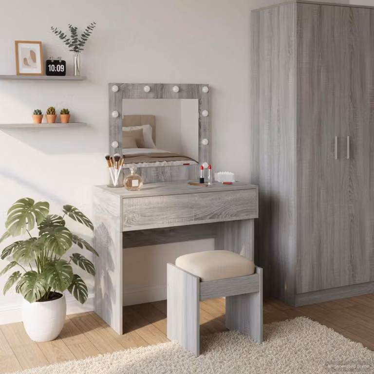 vidaXL Tavolo da Trucco Moderno Grigio in Legno MDF L/P/H: 83 x 40 x 70 cm