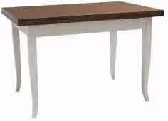 Tavolo da cucina in legno allungabile Shabby chic mod duetto bicolore bianco anticato e noce