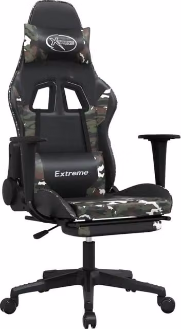 Sedia da Gaming Nera in Similpelle con Poggiapiedi e Supporto Cervicale per Adulti – 1