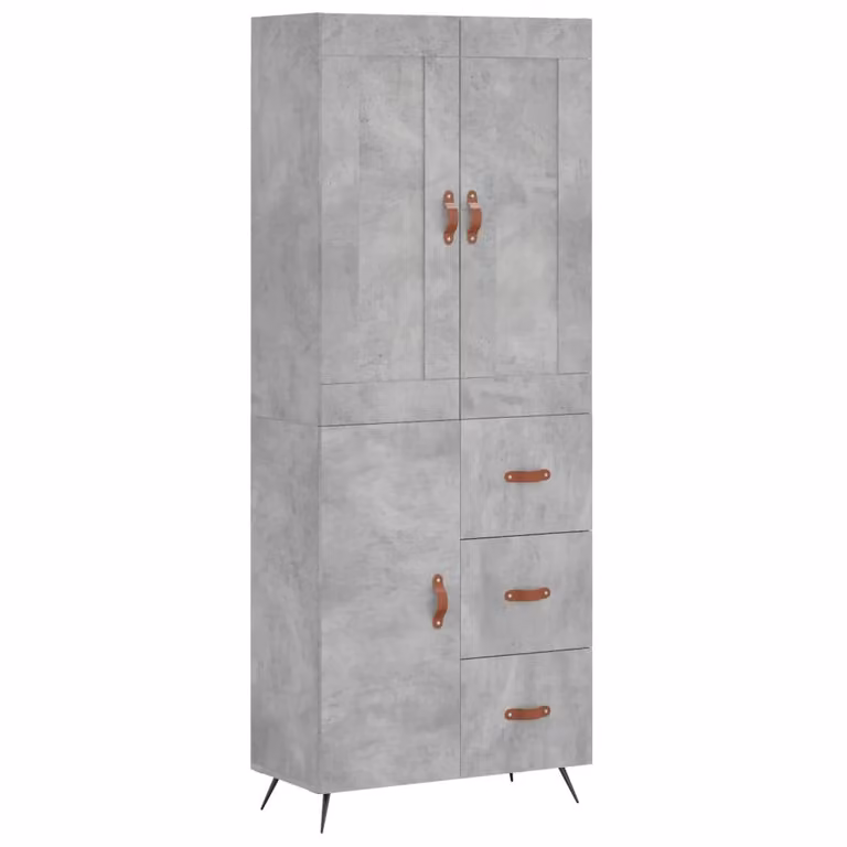 Credenza Grigio Cemento 69,5x34x180 cm in Legno Multistrato