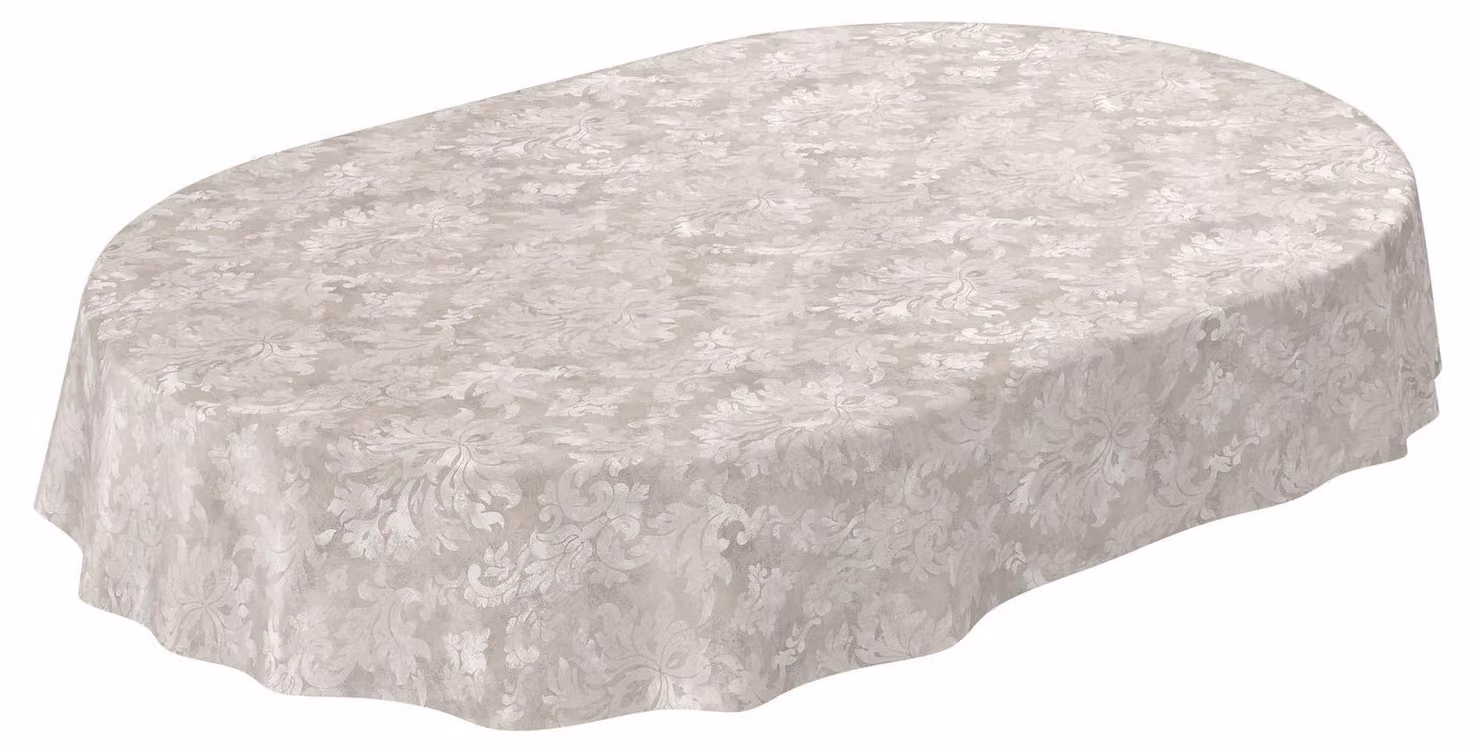 Omgoods - Tovaglia antimacchia lavabile, motivo barocco, forma ovale, 180 x 140 cm