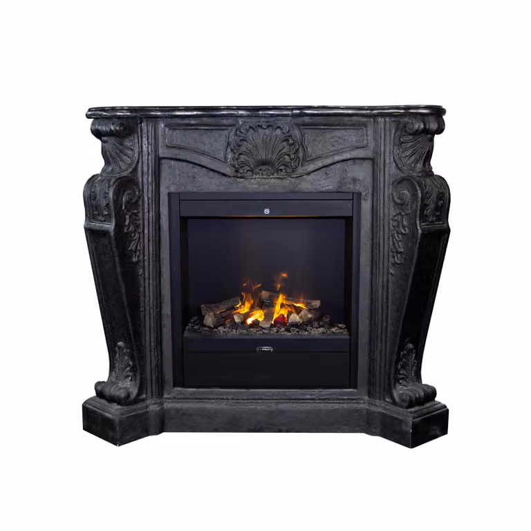 Caminetto a vapore acqueo Xaralyn - Louis EAL-B - pietra naturale nera - riscaldatore da 1500 watt - con telecomando - caminetto elettrico Opti-Myst - caminetto da incasso incluso - caminetto decorativo