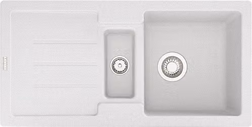 Lavello Franke STRATA STG 651-86 Glacier con valvola eccentrica / Dimensioni di incasso: 840 x 415 cm / Lavello da appoggio