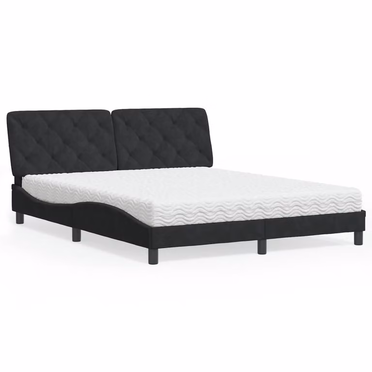 Letto con Materasso vidaXL in Velluto Nero L/P/H: 160 x 200 x 74,5 cm