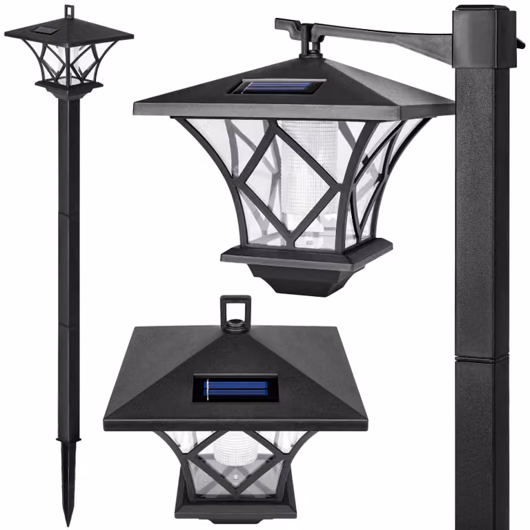 MasterLED lanterna solare da giardino 153cm - 6500K bianco freddo - illuminazione da giardino - sensore crepuscolare - illuminazione esterna per giardino e sentieri