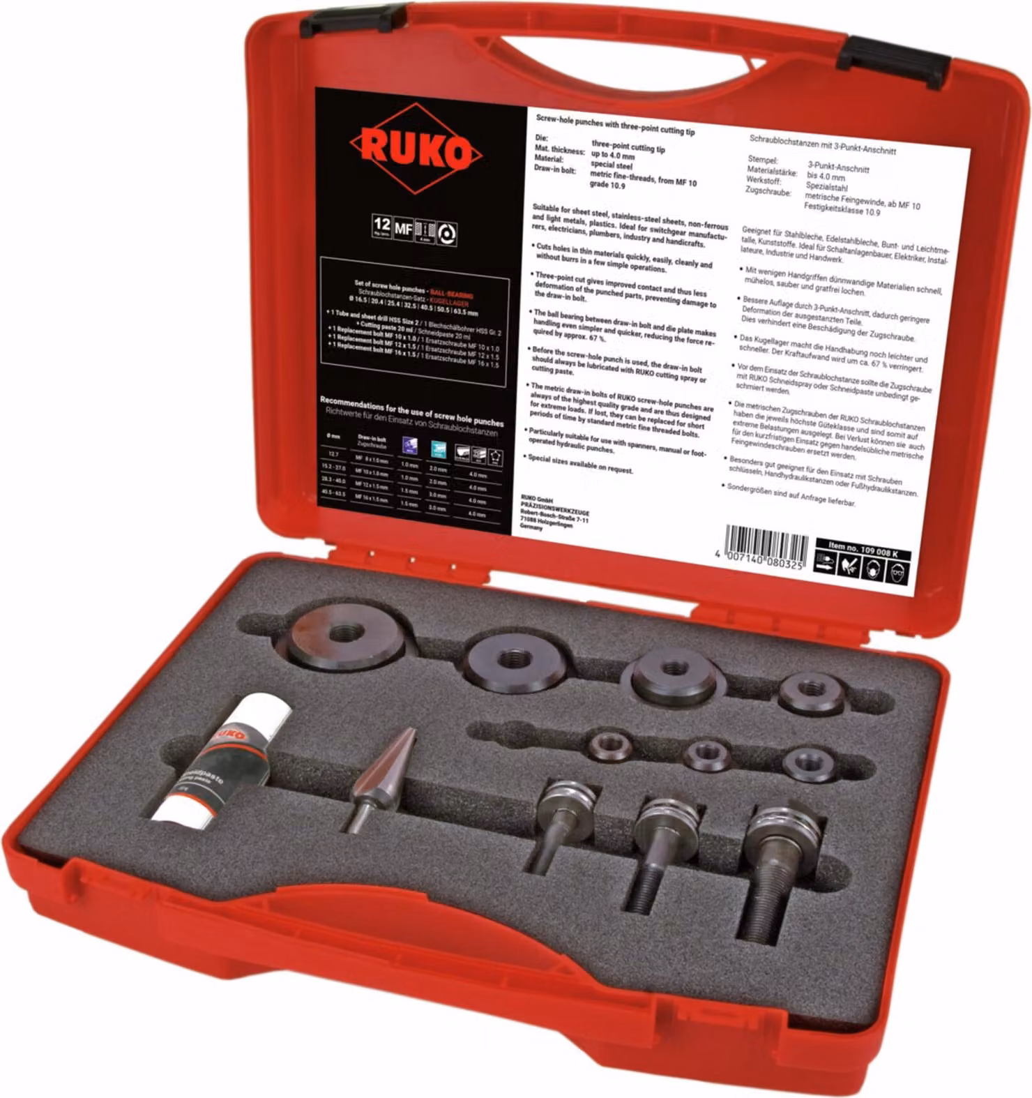 Set di foratura Ruko 4 K in valigetta di plastica