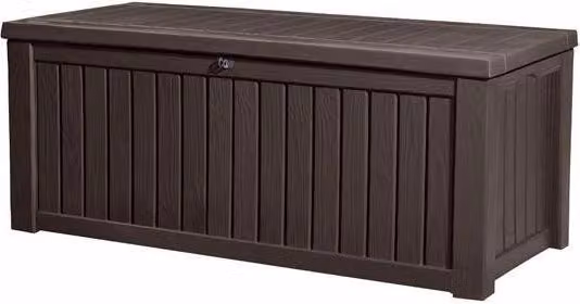 Baule da giardino Keter Rockwood marrone con effetto legno L: 155 cm, P: 72,4 cm, H: 64,4 cm