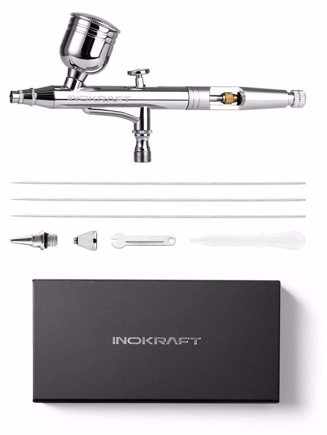 Set di aerografo con 3 ugelli (0,2, 0,3 e 0,5 mm), a doppia azione, per modellismo