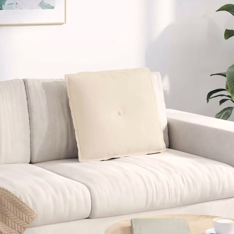vidaXL Cuscino per Schiena Beige in Microfibra e Poliestere L: 50 cm, P: 45 cm