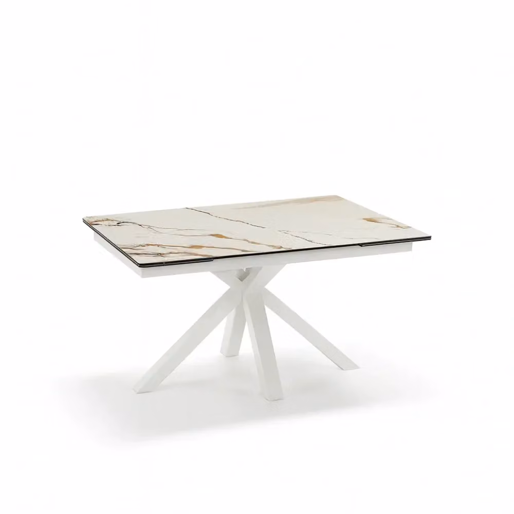Tavolo da pranzo allungabile Duzzle in ceramica effetto marmo bianco Calacatta Guernica L: 160-240 cm, P: 90 cm, H: 76 cm – 2