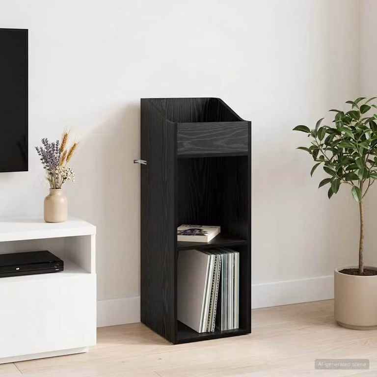 vidaXL Mobile porta vinili Rovere Nero L/P/H: 36 x 36 x 95,5 cm