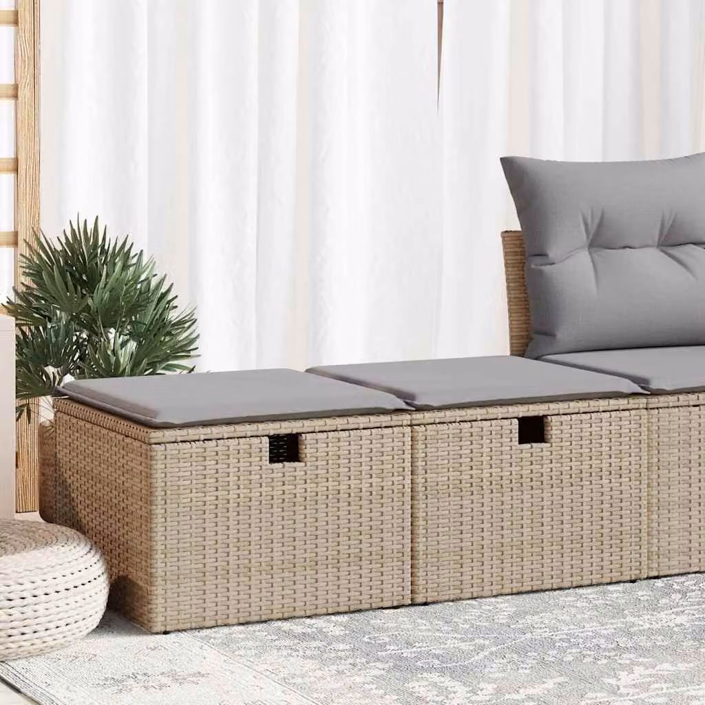 Set Divano da Giardino vidaXL 2 pz in Polyrattan e Legno di Acacia con Cuscini Beige e Grigio