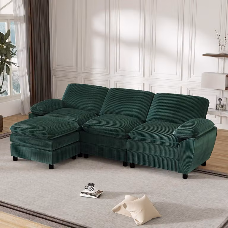 Divano verde scuro a 3 posti - Divano - Sofà - Divano letto - Angolo relax - Design moderno - Rivestimento confortevole