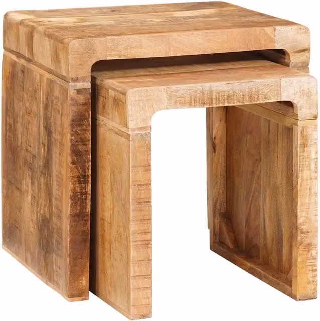 Set di 2 tavolini da annidamento vidaXL in legno di mango marrone L/P/H: 46 x 40 x 46 cm