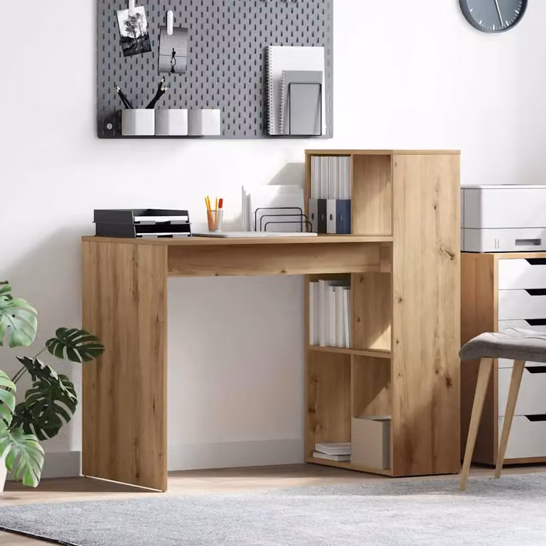 Scrivania da ufficio vidaXL in legno color rovere marrone, L: 108 cm, P: 55 cm, H: 75 cm