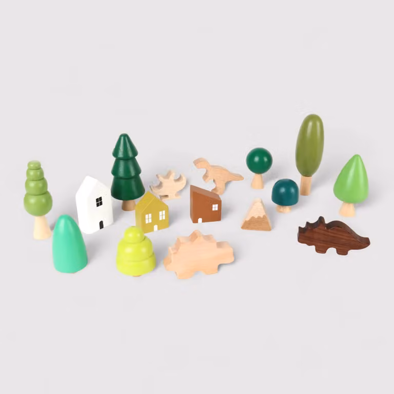 Kunzea - Set giochi a tema foresta preistorica in legno