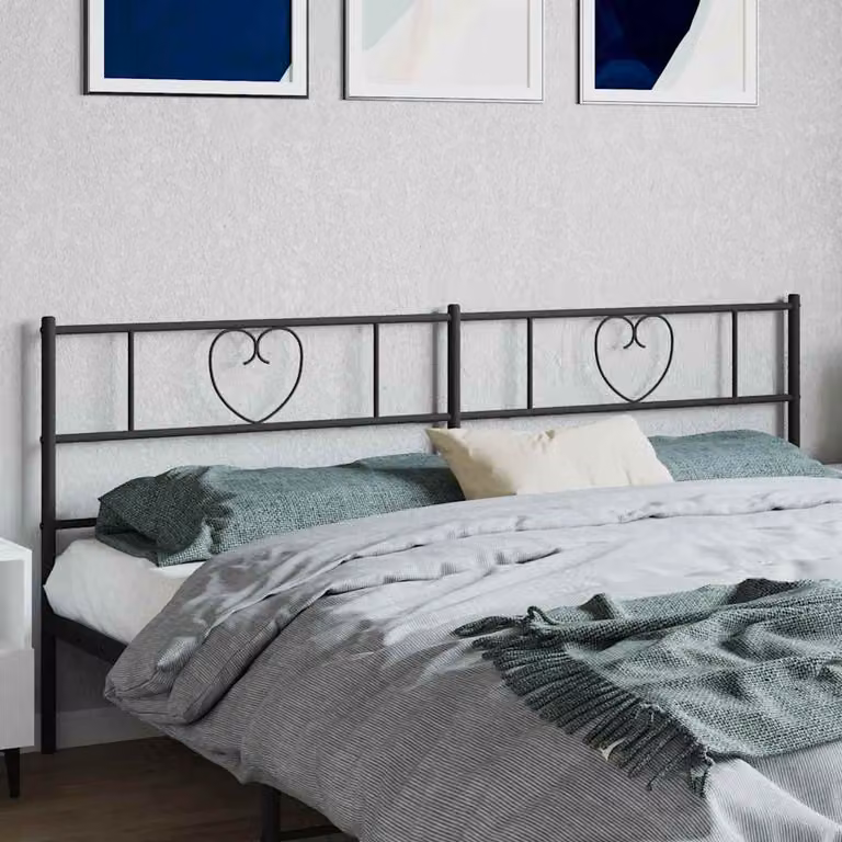 Testiera di ricambio vidaXL in metallo nero laccato, stile classico, L: 206 cm