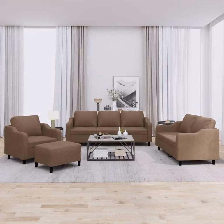 Maison Exclusive - Set divano 4 pezzi con cuscini in tessuto marrone