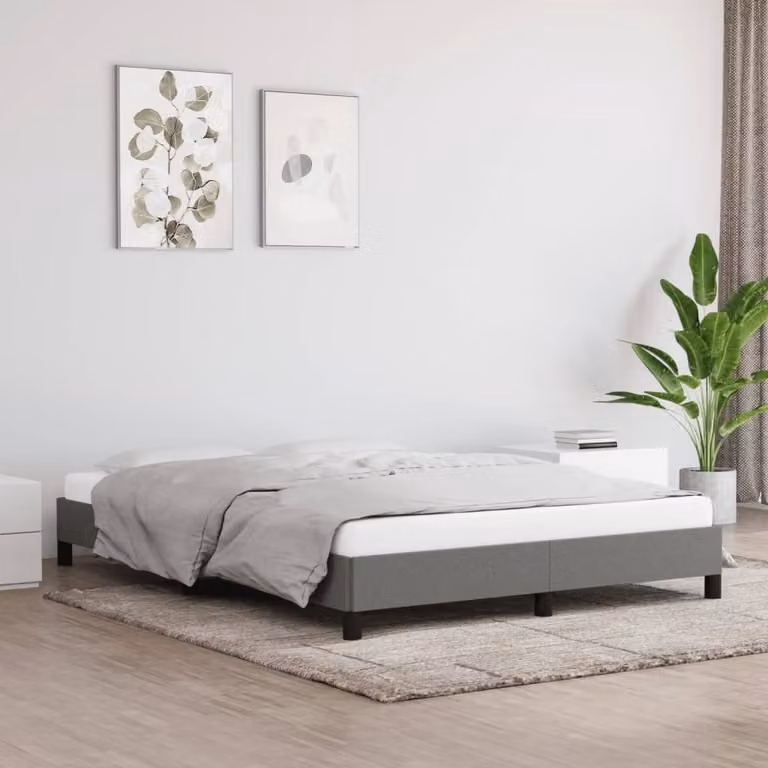 The Living Store Struttura letto grigio scuro 140x200 cm in tessuto