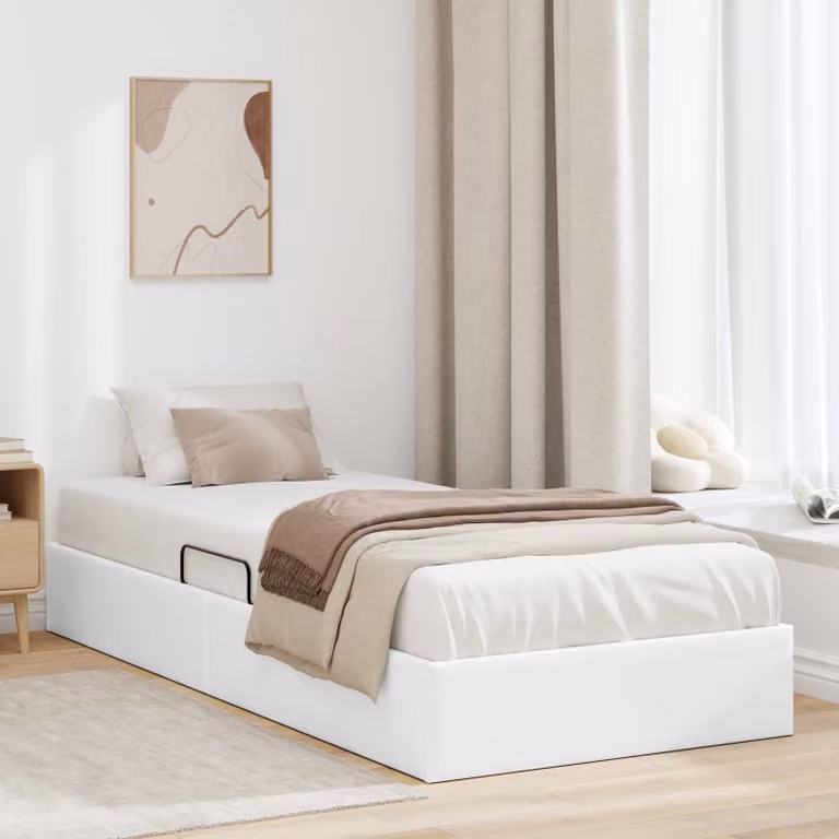 Letto ottomano vidaXL in pelle sintetica bianco, L 90 cm x P 200 cm