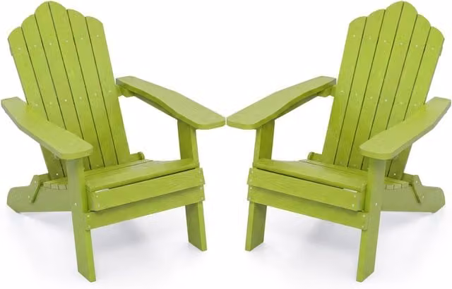 2*Sedia adirondack pieghevole in acciaio inossidabile per giardino, Sedia da patio in hips con braccioli larghi Verde chiaro