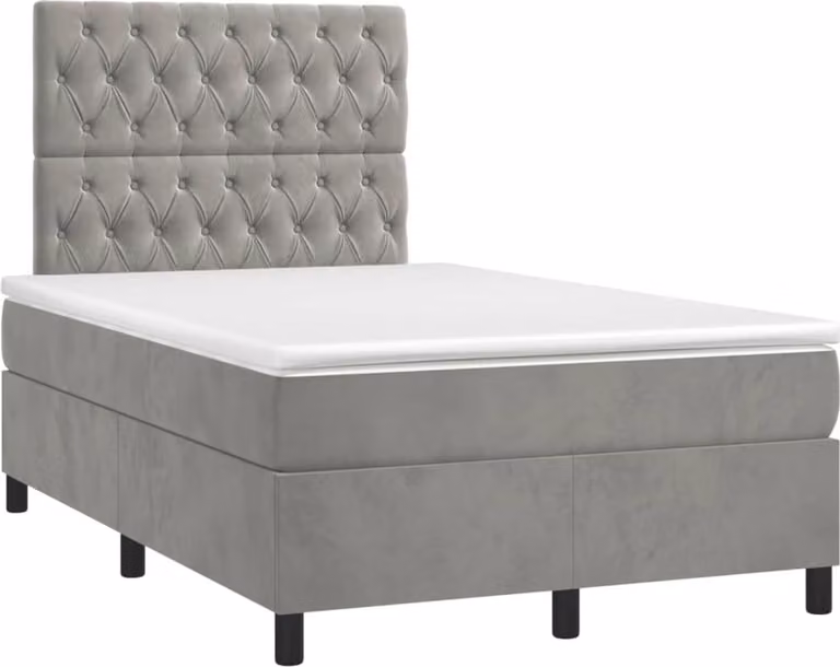 Maison Exclusive - Letto boxspring con materasso e LED grigio chiaro 120x190 cm velluto