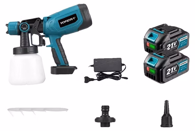 Pistola a spruzzo elettrica, capacità 1000 ml, velocità 66.000 giri/min, set di 2 batterie