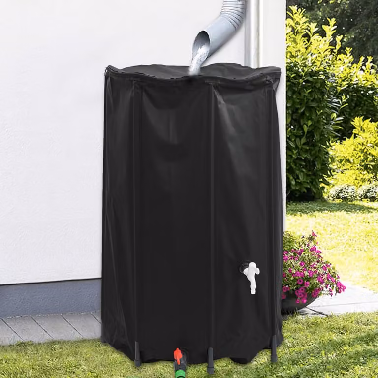 Serbatoio per acqua vidaXL in PVC nero con rubinetto e filtro, capacità 500 l