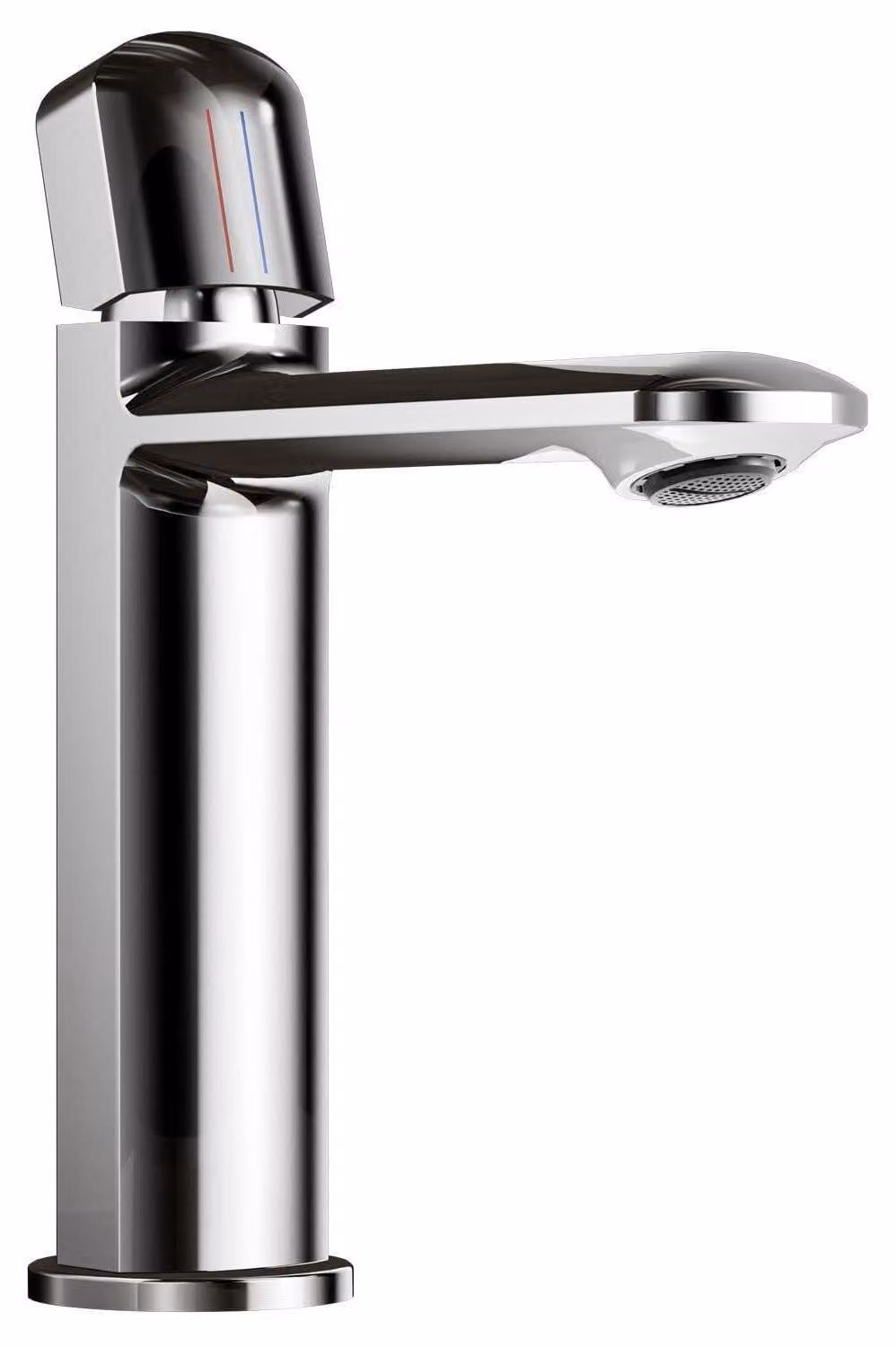 Miscelatore monocomando per lavabo, cromato, con erogatore alto
