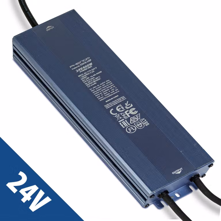 Alimentatore LED 24 V 400 W IP67 impermeabile - Trasformatore 24 V CC 16,6 A - Driver LED per esterni - Adatto per strisce LED, telecamere e illuminazione da giardino [55010-24IP]
