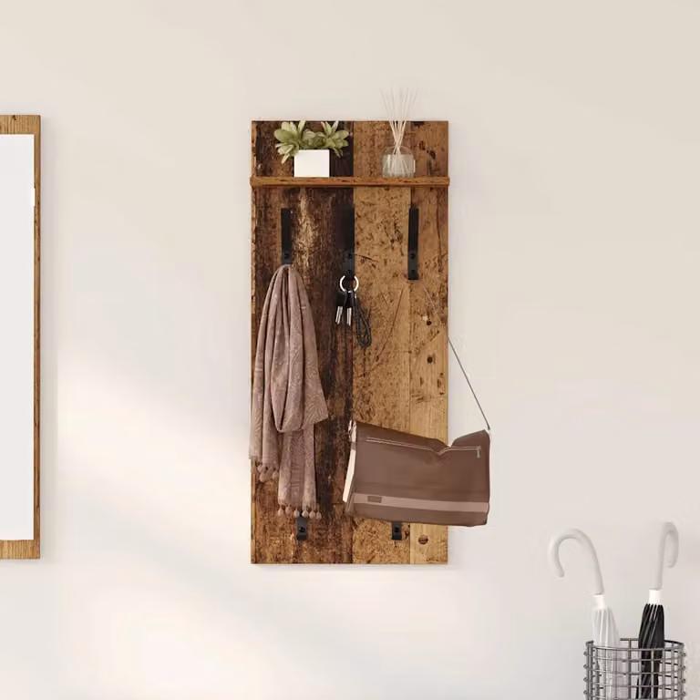 Appendiabiti a muro vidaXL in legno vecchio marrone L 40 cm x P 10 cm x H 90 cm