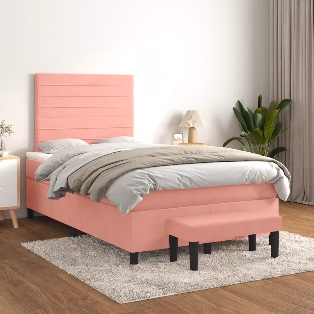 Maison Exclusive - Giroletto a Molle con Materasso Rosa 120x200 cm in Velluto