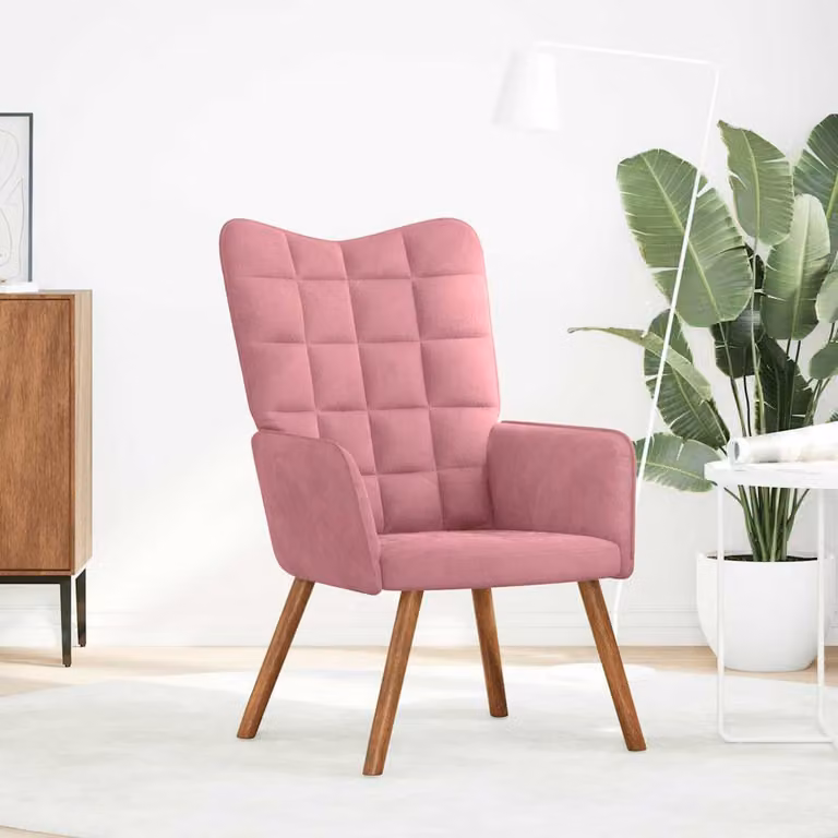 vidaXL Sedia Relax Rosa in Velluto