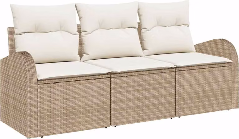 Set Divano da Giardino Beige polyrattan