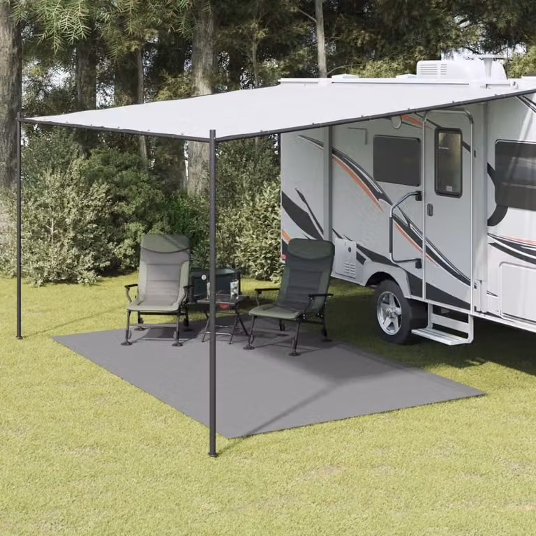 vidaXL Tappeto da tenda antracite in poliestere, resistente ai raggi UV e antiscivolo, L: 4 m x P: 2,5 m