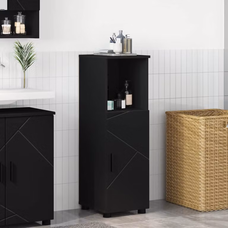 Mobile da bagno vidaXL nero con ante a cerniera e ripiani interni L/P/H: 30 x 35 x 95 cm