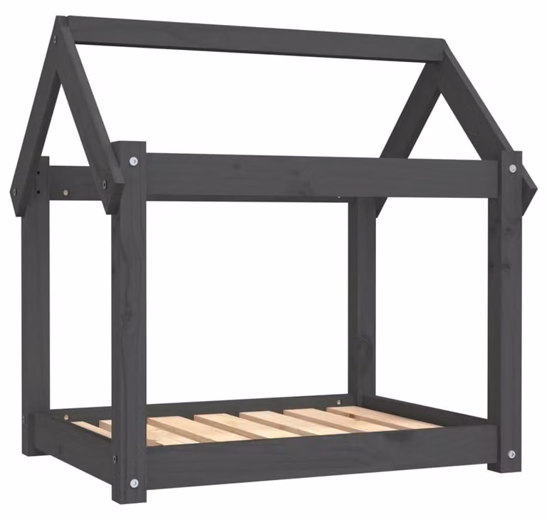 Cuccia per cani in legno massello di pino, grigia, dimensioni 71 x 55 x 70 cm