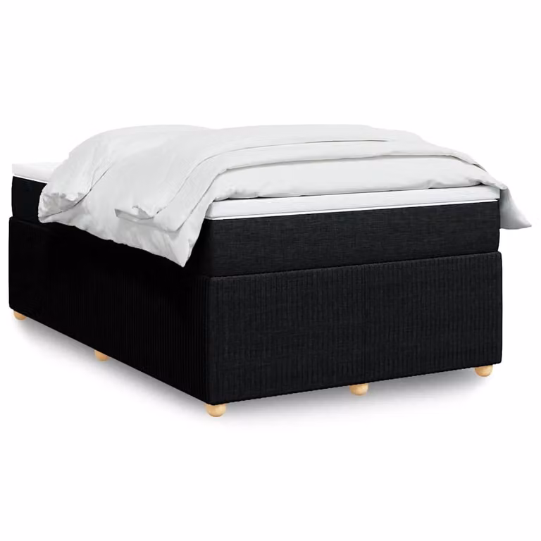 vidaXL Giroletto a Molle con Materasso Nero in Tessuto L/P/H: 120 x 190 cm